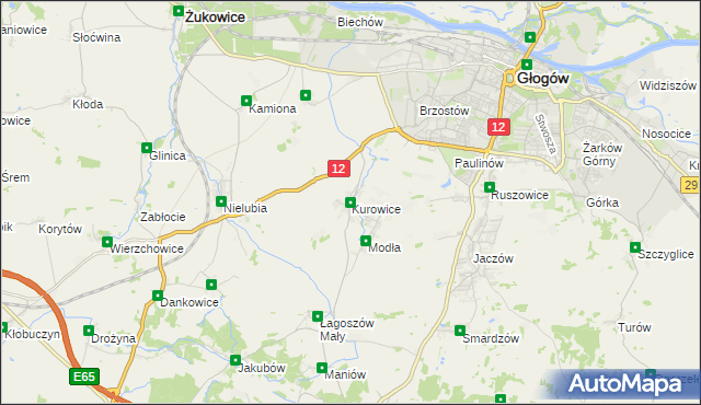 mapa Kurowice gmina Jerzmanowa, Kurowice gmina Jerzmanowa na mapie Targeo