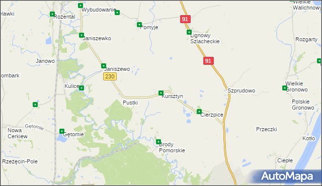 mapa Kursztyn, Kursztyn na mapie Targeo