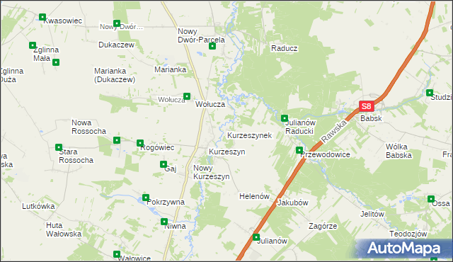 mapa Kurzeszynek, Kurzeszynek na mapie Targeo