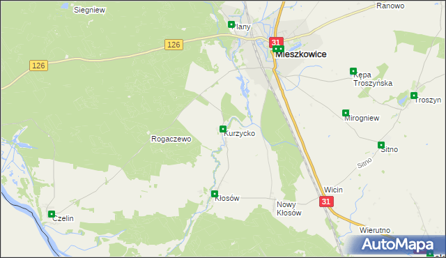 mapa Kurzycko, Kurzycko na mapie Targeo