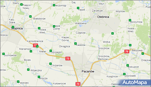 mapa Kwasów, Kwasów na mapie Targeo