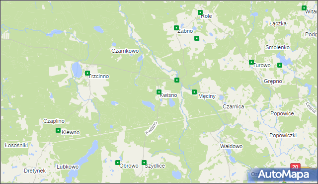 mapa Kwisno, Kwisno na mapie Targeo