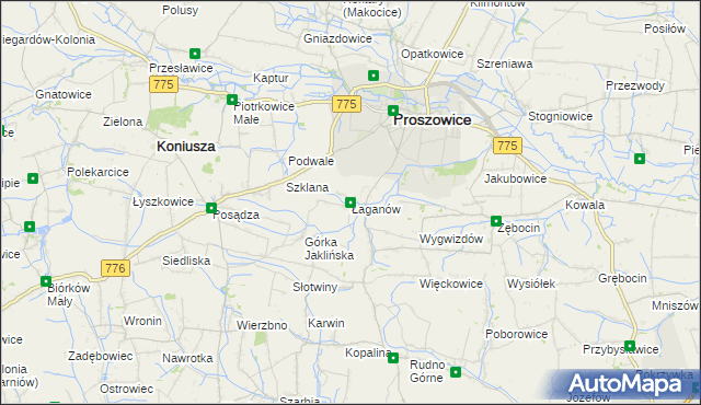 mapa Łaganów, Łaganów na mapie Targeo