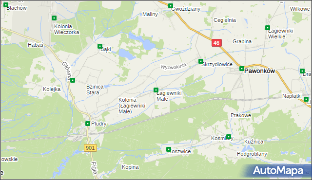 mapa Łagiewniki Małe, Łagiewniki Małe na mapie Targeo