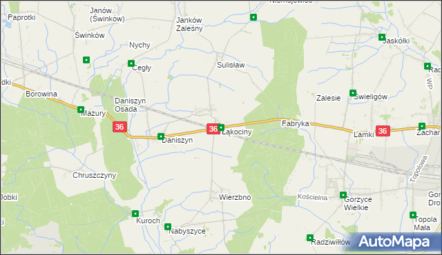 mapa Łąkociny, Łąkociny na mapie Targeo