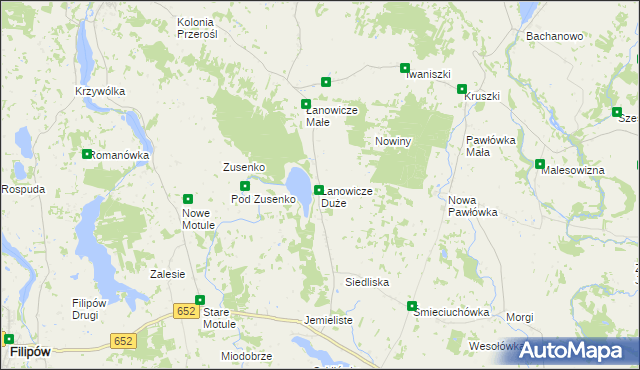 mapa Łanowicze Duże, Łanowicze Duże na mapie Targeo