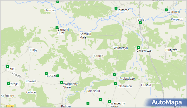 mapa Łapcie, Łapcie na mapie Targeo