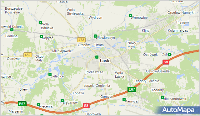 mapa Łask, Łask na mapie Targeo