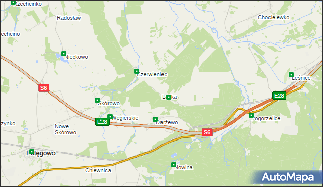 mapa Laska gmina Nowa Wieś Lęborska, Laska gmina Nowa Wieś Lęborska na mapie Targeo