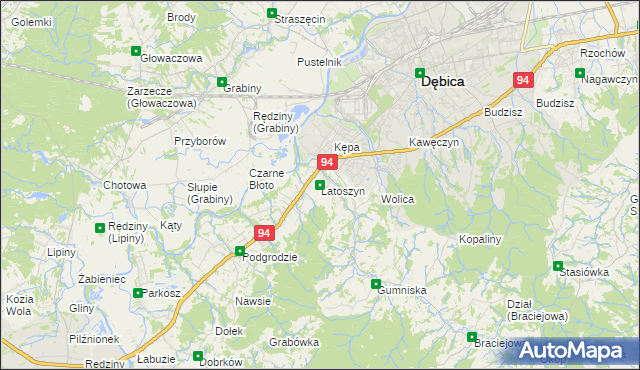 mapa Latoszyn, Latoszyn na mapie Targeo