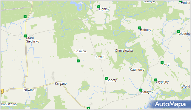 mapa Ławki gmina Wilczęta, Ławki gmina Wilczęta na mapie Targeo