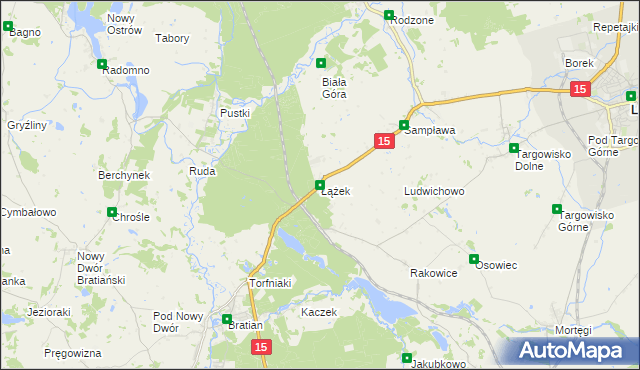 mapa Łążek gmina Lubawa, Łążek gmina Lubawa na mapie Targeo