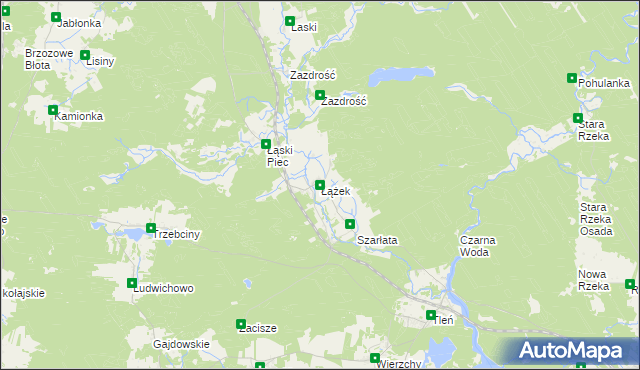 mapa Łążek gmina Osie, Łążek gmina Osie na mapie Targeo