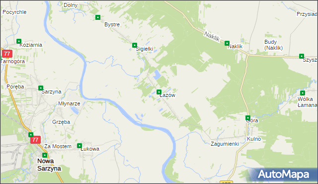 mapa Łazów gmina Krzeszów, Łazów gmina Krzeszów na mapie Targeo