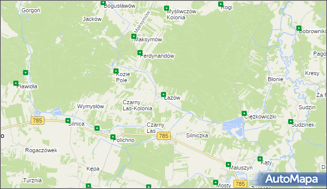 mapa Łazów gmina Żytno, Łazów gmina Żytno na mapie Targeo