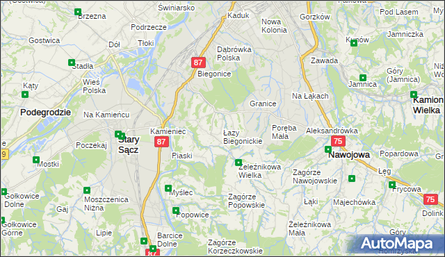 mapa Łazy Biegonickie, Łazy Biegonickie na mapie Targeo
