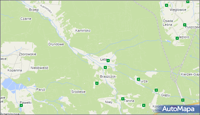 mapa Łebki gmina Herby, Łebki gmina Herby na mapie Targeo