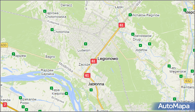 mapa Legionowo, Legionowo na mapie Targeo