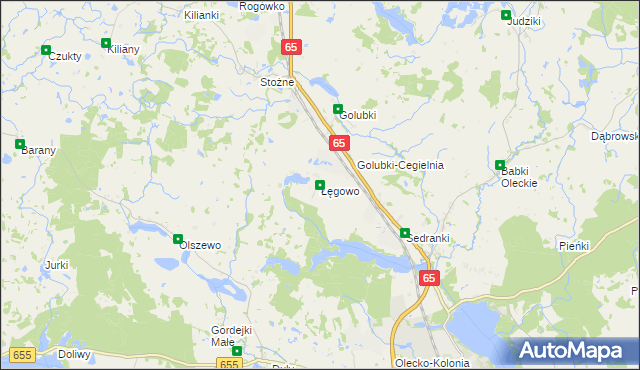 mapa Łęgowo gmina Olecko, Łęgowo gmina Olecko na mapie Targeo