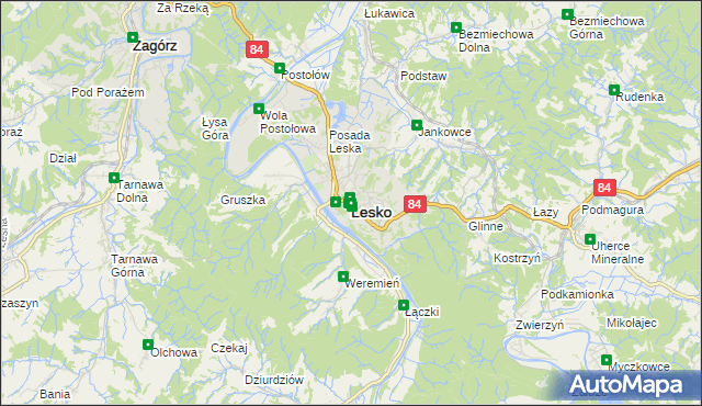 mapa Lesko, Lesko na mapie Targeo