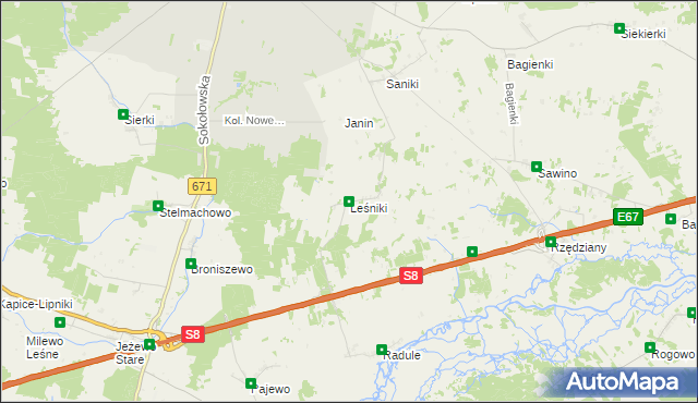 mapa Leśniki gmina Tykocin, Leśniki gmina Tykocin na mapie Targeo