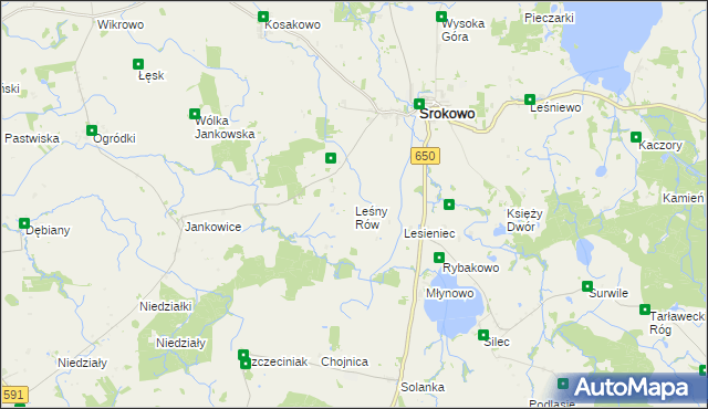 mapa Leśny Rów, Leśny Rów na mapie Targeo