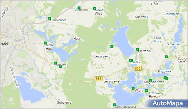 mapa Leszczewo gmina Suwałki, Leszczewo gmina Suwałki na mapie Targeo