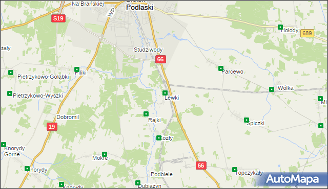 mapa Lewki gmina Bielsk Podlaski, Lewki gmina Bielsk Podlaski na mapie Targeo