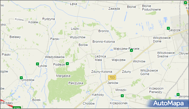 mapa Leźnica Mała, Leźnica Mała na mapie Targeo