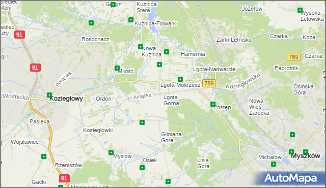 mapa Lgota Górna, Lgota Górna na mapie Targeo