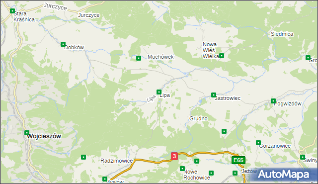 mapa Lipa gmina Bolków, Lipa gmina Bolków na mapie Targeo