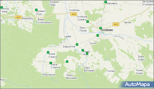 mapa Lipice gmina Grodziec, Lipice gmina Grodziec na mapie Targeo