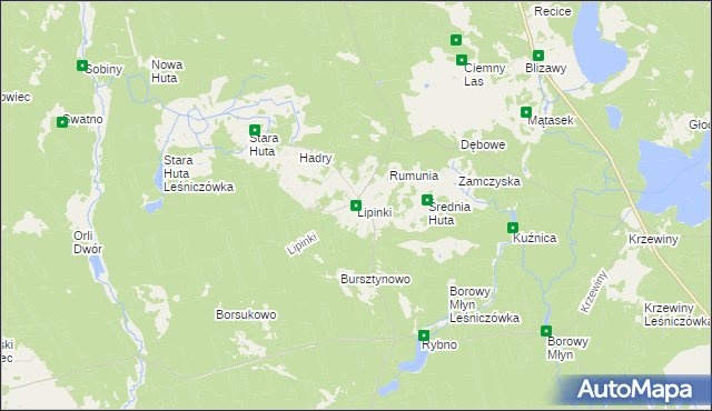 mapa Lipinki gmina Warlubie, Lipinki gmina Warlubie na mapie Targeo