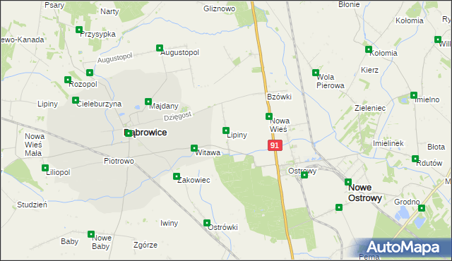 mapa Lipiny gmina Nowe Ostrowy, Lipiny gmina Nowe Ostrowy na mapie Targeo