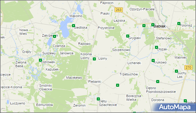 mapa Lipiny gmina Osiek Mały, Lipiny gmina Osiek Mały na mapie Targeo