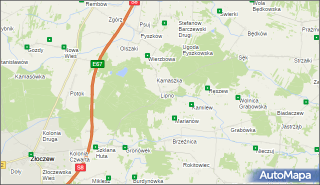 mapa Lipno gmina Brzeźnio, Lipno gmina Brzeźnio na mapie Targeo