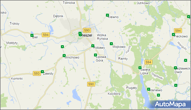 mapa Lipowa Góra gmina Reszel, Lipowa Góra gmina Reszel na mapie Targeo