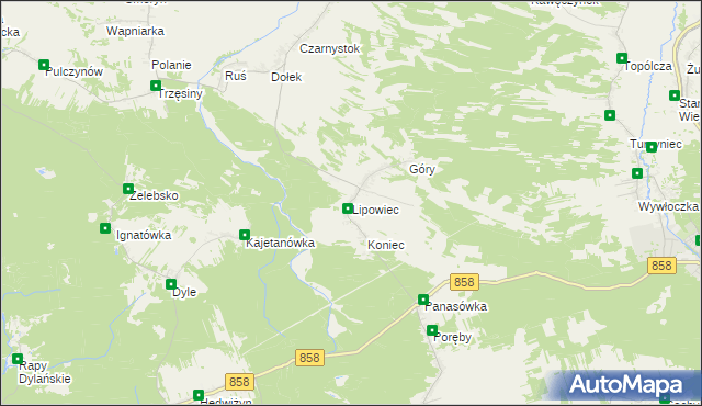 mapa Lipowiec gmina Tereszpol, Lipowiec gmina Tereszpol na mapie Targeo