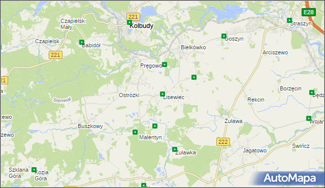 mapa Lisewiec, Lisewiec na mapie Targeo