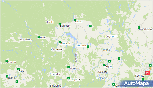 mapa Łobzowo gmina Kołczygłowy, Łobzowo gmina Kołczygłowy na mapie Targeo