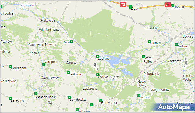 mapa Łochów gmina Żelechlinek, Łochów gmina Żelechlinek na mapie Targeo