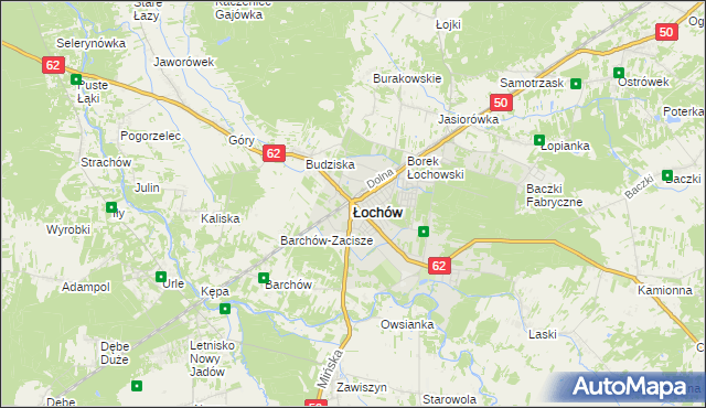 mapa Łochów powiat węgrowski, Łochów powiat węgrowski na mapie Targeo