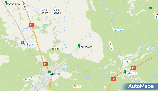 mapa Łomczewo, Łomczewo na mapie Targeo