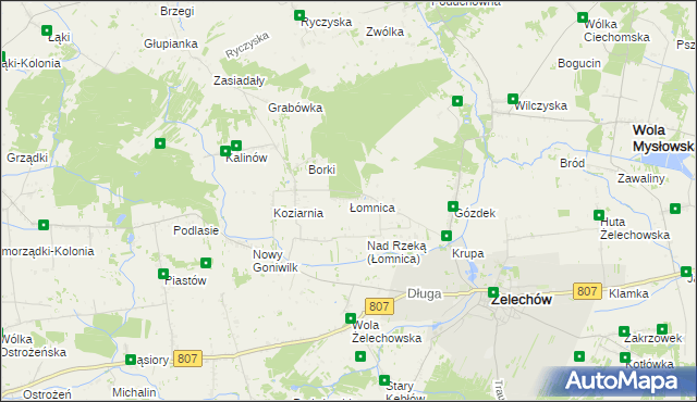 mapa Łomnica gmina Żelechów, Łomnica gmina Żelechów na mapie Targeo