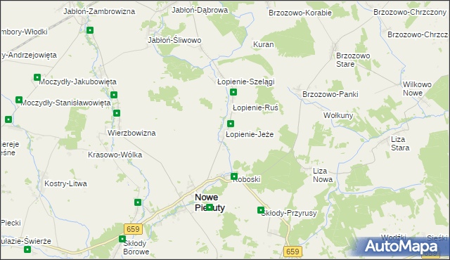 mapa Łopienie-Jeże, Łopienie-Jeże na mapie Targeo