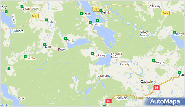 mapa Łopkajny, Łopkajny na mapie Targeo