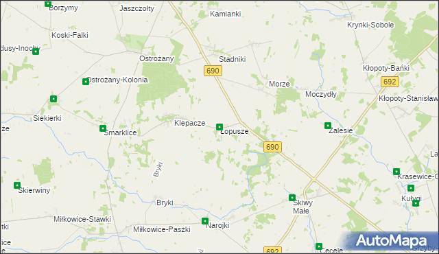 mapa Łopusze, Łopusze na mapie Targeo