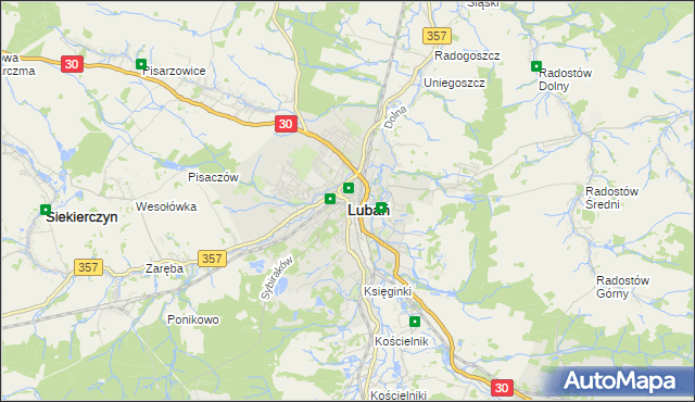 mapa Lubań, Lubań na mapie Targeo