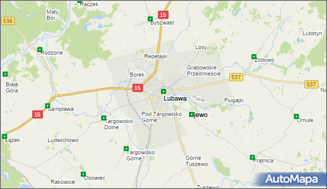 mapa Lubawa, Lubawa na mapie Targeo