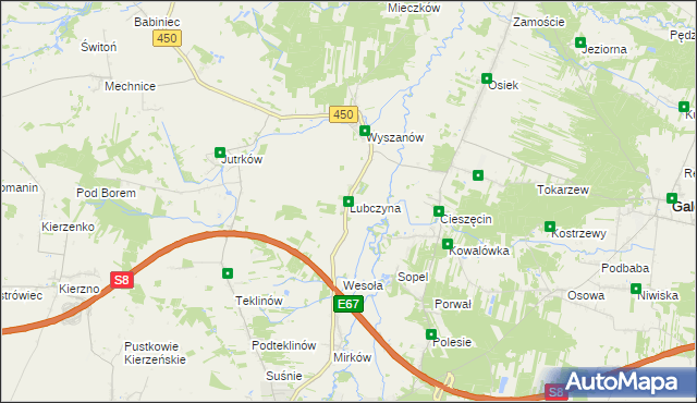 mapa Lubczyna gmina Wieruszów, Lubczyna gmina Wieruszów na mapie Targeo
